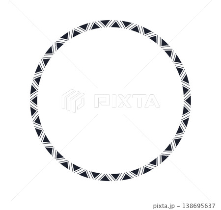 Mexican pattern circle frame. African ethnic motif border. Islamic triangular ornament round frame. Mexican text frame. Aztec ethnic culture ornament. Vector illustration isolated on white background 138695637