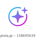 AI star icon. Artificial intelligence symbol. Gradient blue purple digital AI robot sign. Magic star smart assistant. Modern design element. Vector illustration isolated on white background 138695639