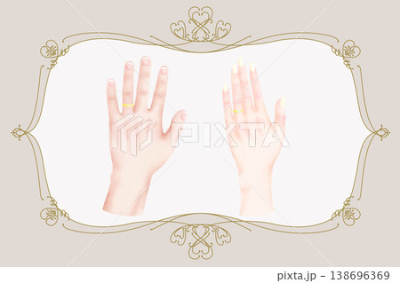結婚指輪をはめた男女の手元　ウェディングイメージ　ジューンブライド 138696369