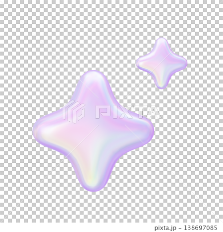 ゆめかわいい3Dパールきらめき　ぷっくりホログラフィックキラキラスパークル素材 138697085
