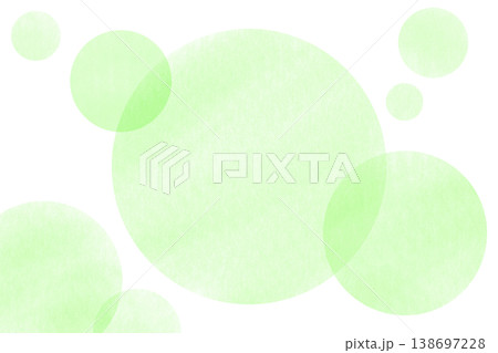 緑色グリーンの水彩風フレーム背景　丸　円　png透明 138697228