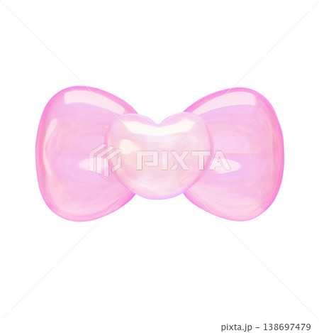 ゆめかわいいぷっくりシール風 3Dハートリボン ゆめかわいいぷっくりシール風 3Dハートリボン 138697479