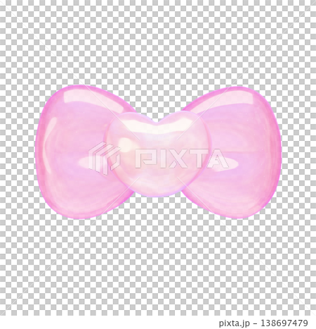 ゆめかわいいぷっくりシール風 3Dハートリボン ゆめかわいいぷっくりシール風 3Dハートリボン 138697479