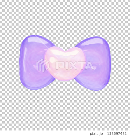 ゆめかわいいぷっくりシール風　3Dハートリボン 138697481