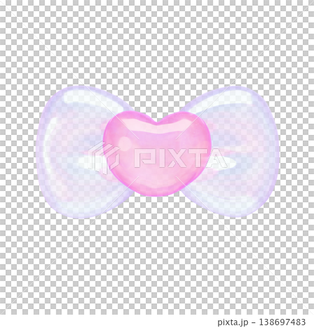 Dreamy and cute puffy sticker-style 3D heart ribbon Dreamy and cute puffy sticker-style 3D heart ribbon 138697483