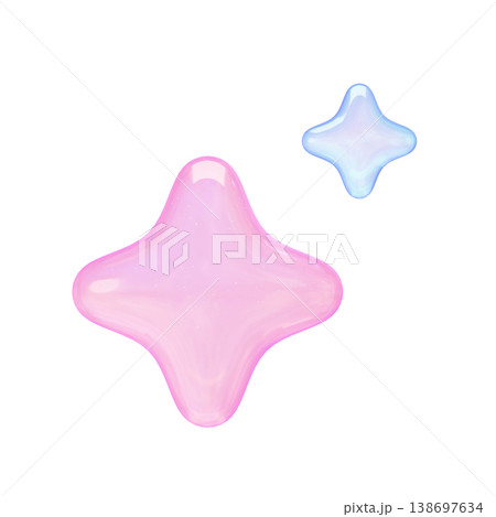 ゆめかわいいぷっくりシール風　3Dキラキラアイコン 138697634