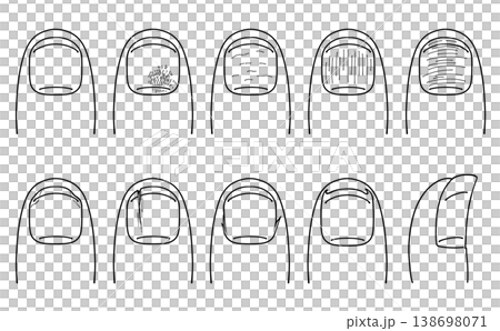 ゆるめシンプルな異常状態の爪セット　線画 138698071