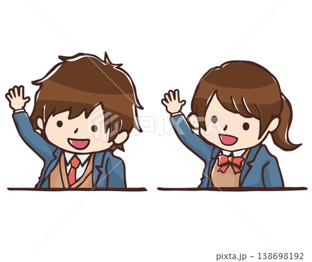 手をあげる学生のイラスト 138698192