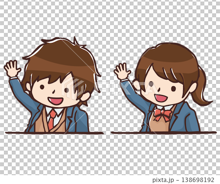 手をあげる学生のイラスト 138698192