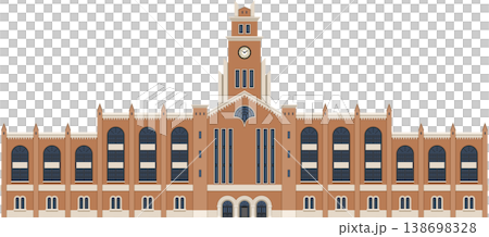 Image of a university symbol building with a clock tower. Image of a university symbol building with a clock tower. 138698328