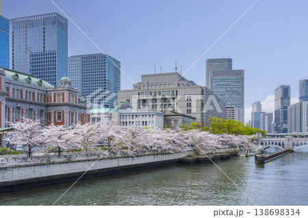 大阪中之島　大阪市中央公会堂と満開の桜 138698334