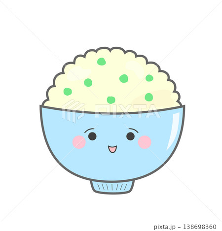 茶碗に盛られた豆ご飯 138698360