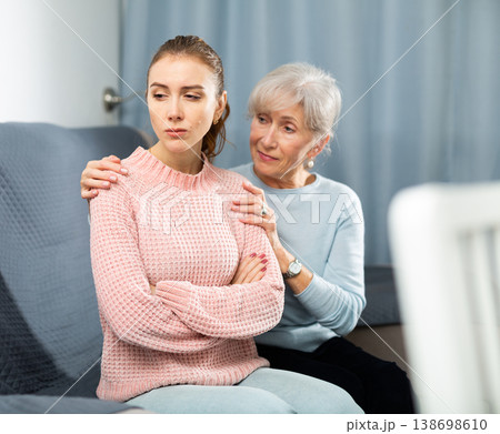 Sad woman and her senior mother 138698610