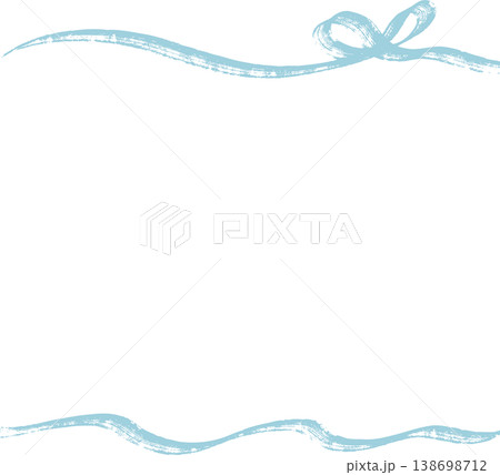 レーキタッチのレトロなリボンフレーム　ブルー 138698712