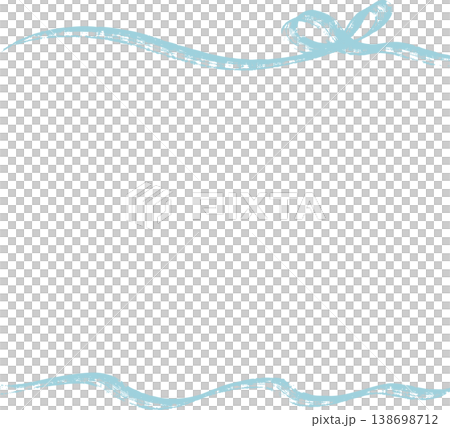 レーキタッチのレトロなリボンフレーム　ブルー 138698712