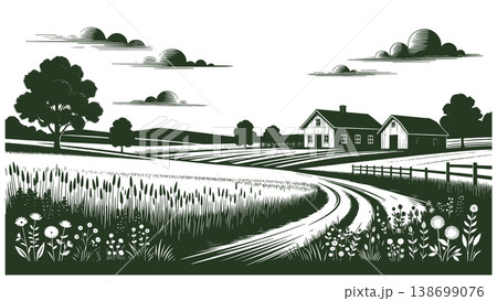 Green Countryside Farm Landscape raster Green Countryside Farm Landscape raster 138699076
