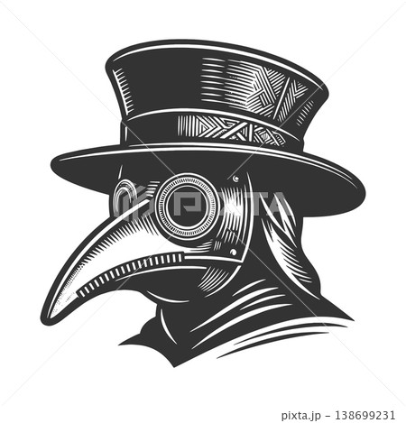 Plague Doctor Mask With Top Hat Illustration 138699231