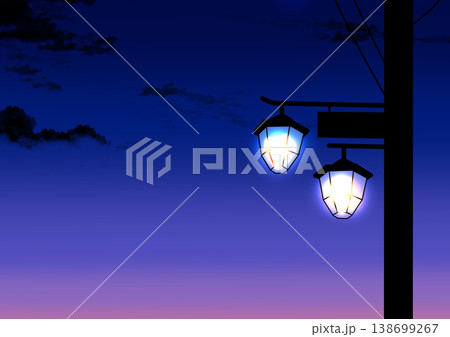 いろいろな時間帯の空と雲と街灯のシルエット いろいろな時間帯の空と雲と街灯のシルエット 138699267