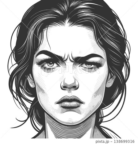 Intense Female Portrait With Strong Expression Intense Female Portrait With Strong Expression 138699316