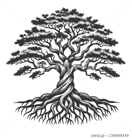 Tree Of Life With Roots vector illustration 138699349