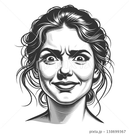 Surprised Woman Face with Raised Eyebrows vector 138699367