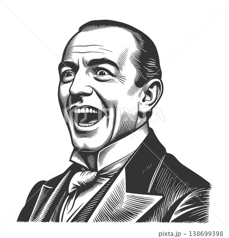 Gentleman Laughing Portrait Engraving Style vector Gentleman Laughing Portrait Engraving Style vector 138699398