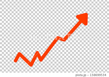 一張帶有紅色箭頭的圖表，顯示向上增長。 138699534