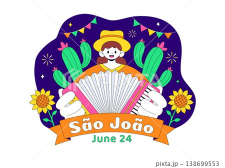 Sao Joao Festival Vector Illustration With Bonfire, Guitar, Dance, and Traditional Festa Junina Celebration Night Party Design 138699553