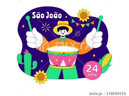 Sao Joao Festival Vector Illustration With Bonfire, Guitar, Dance, and Traditional Festa Junina Celebration Night Party Design 138699558
