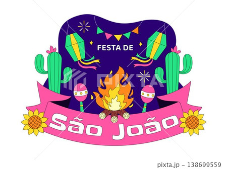 Sao Joao Festival Vector Illustration With Bonfire, Guitar, Dance, and Traditional Festa Junina Celebration Night Party Design 138699559
