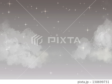 いろいろな時間帯の星空と雲の、絵本のようにメルヘンな背景 いろいろな時間帯の星空と雲の、絵本のようにメルヘンな背景 138699731