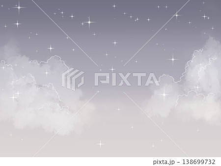 いろいろな時間帯の星空と雲の、絵本のようにメルヘンな背景 いろいろな時間帯の星空と雲の、絵本のようにメルヘンな背景 138699732