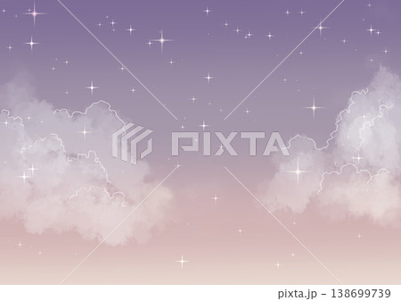 いろいろな時間帯の星空と雲の、絵本のようにメルヘンな背景 いろいろな時間帯の星空と雲の、絵本のようにメルヘンな背景 138699739