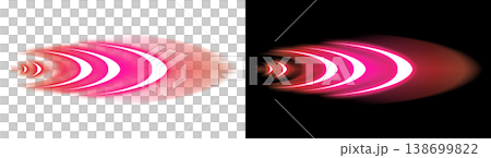 Set of pink light ripples and speed lines on a transparent or black background. Set of pink light ripples and speed lines on a transparent or black background. 138699822