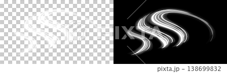 White abstract wave lines, transparent background, black background White abstract wave lines, transparent background, black background 138699832