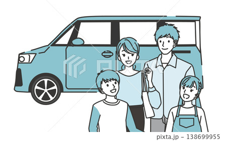 車と家族のお出かけイメージイラスト 138699955