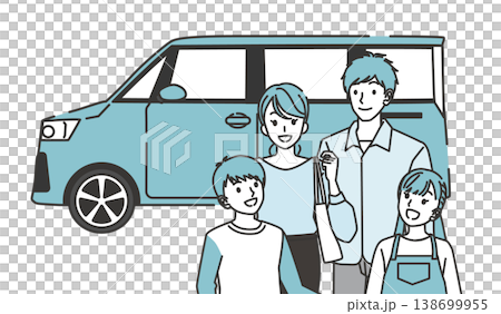 車と家族のお出かけイメージイラスト 138699955