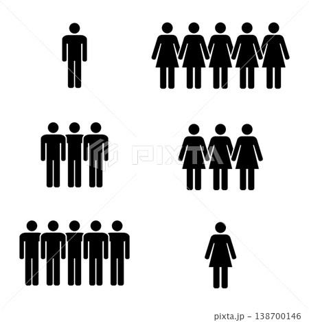 Man and woman icon set. male and female symbol on white background Man and woman icon set. male and female symbol on white background 138700146