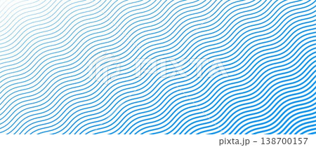 Blue wave texture gradient. Fading curved linear halftone gradation. Wavy water line pattern wallpaper. Thin to thick undulate stripe background for overlay, print, cover, graphic design. Vector 138700157