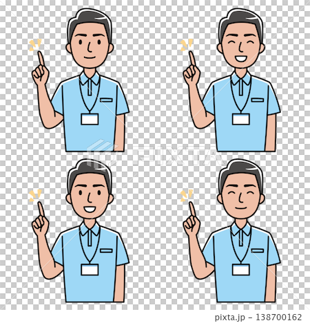 一名外國男子（身穿polo衫）舉起食指。 138700162