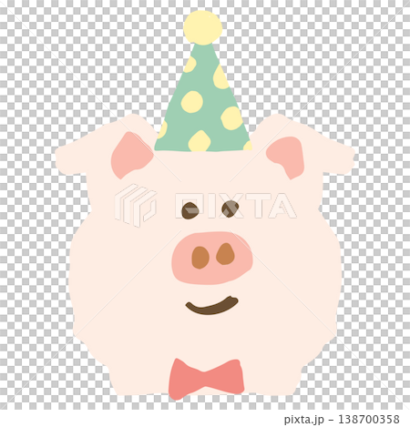 蓬鬆粉彩生日主題 | 小豬圖示 - 適用於幼兒園和學前班 138700358