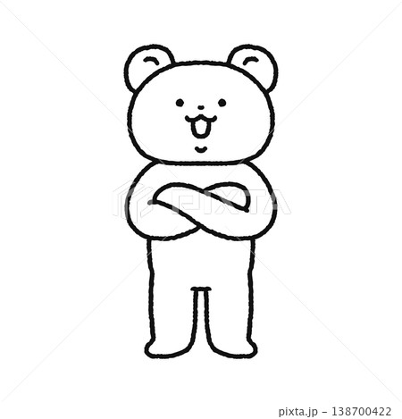 腕組みをするかわいいクマ　線画 138700422