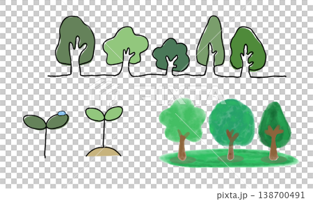 手描きのいろんな木のイラストセット 138700491