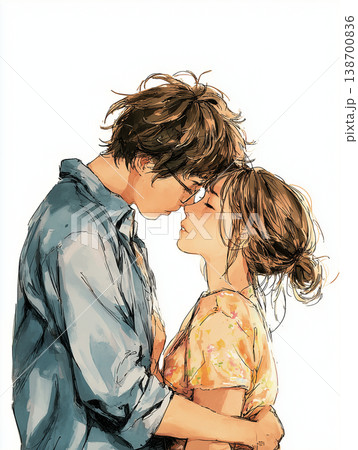 キスをする男女のイラスト 138700836