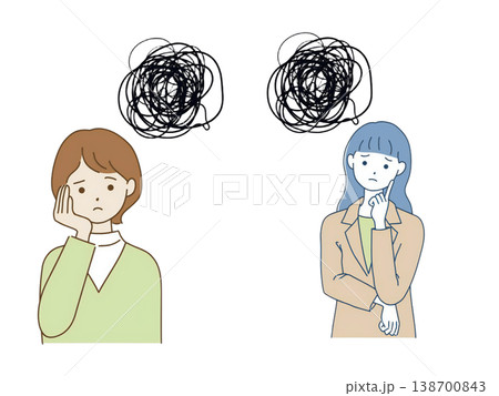 悩みや不安を抱える二人の女性のイラスト 悩みや不安を抱える二人の女性のイラスト 138700843
