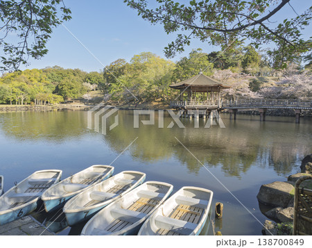 穏やかな春の陽光に包まれて、奈良公園・鷺池と浮見堂の静寂 138700849