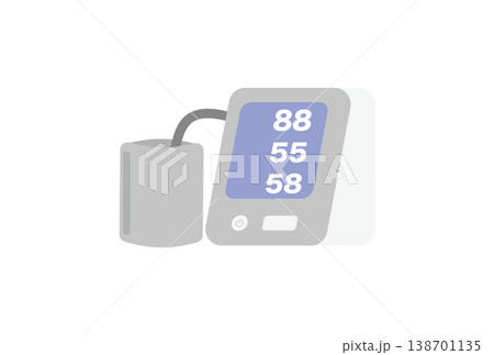 低血圧の数値を表示している上腕式血圧計のイラスト 138701135