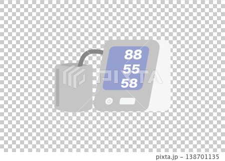 低血圧の数値を表示している上腕式血圧計のイラスト 138701135