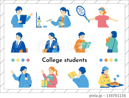 大学生イラストセット 138701138