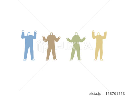お手上げ状態のジェスチャーをする人物のゆるい手描きイラストセット(ナチュラルな色合い) お手上げ状態のジェスチャーをする人物のゆるい手描きイラストセット(ナチュラルな色合い) 138701338